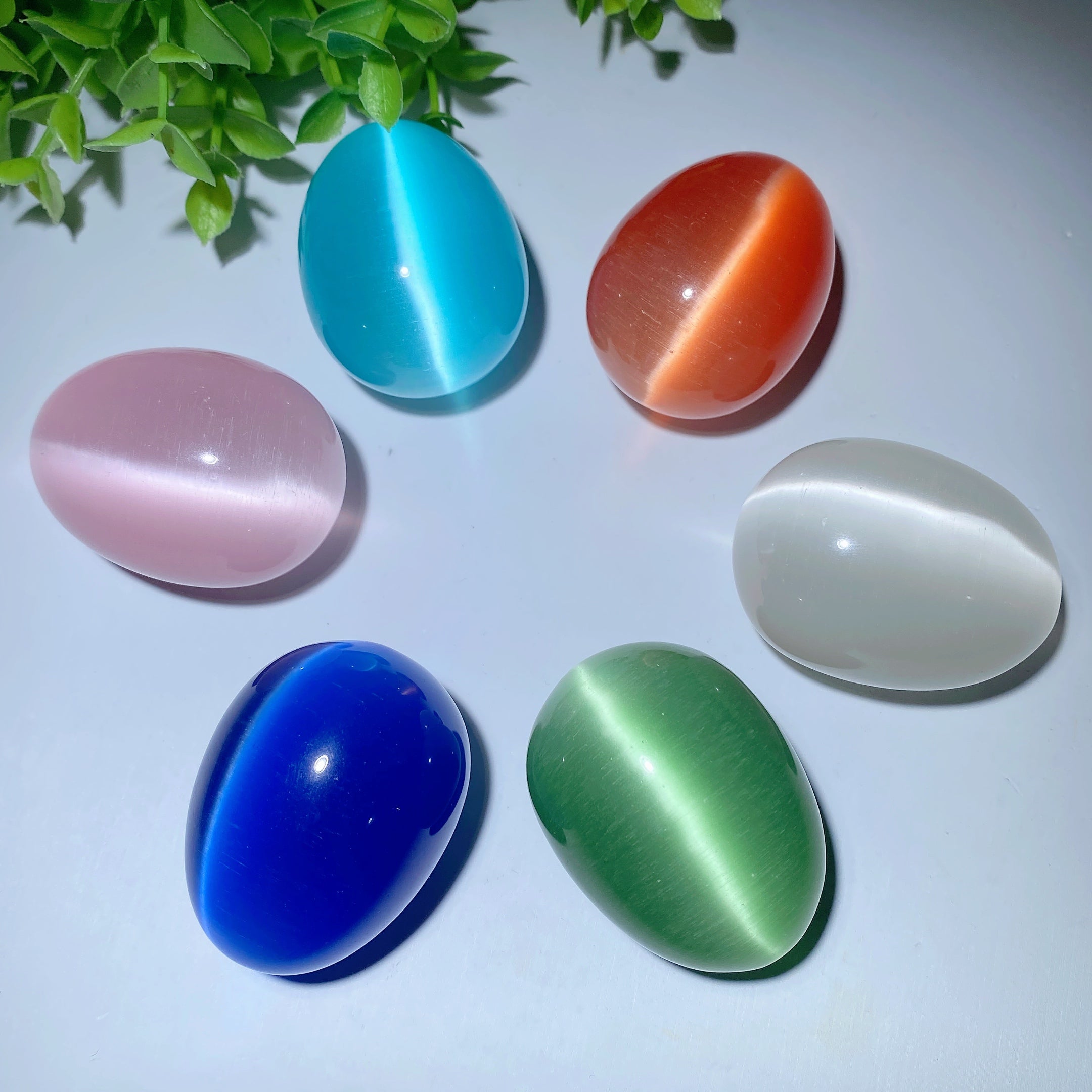 1.9 Inch Mixed Cat's Eye Crystal Healing Eggs