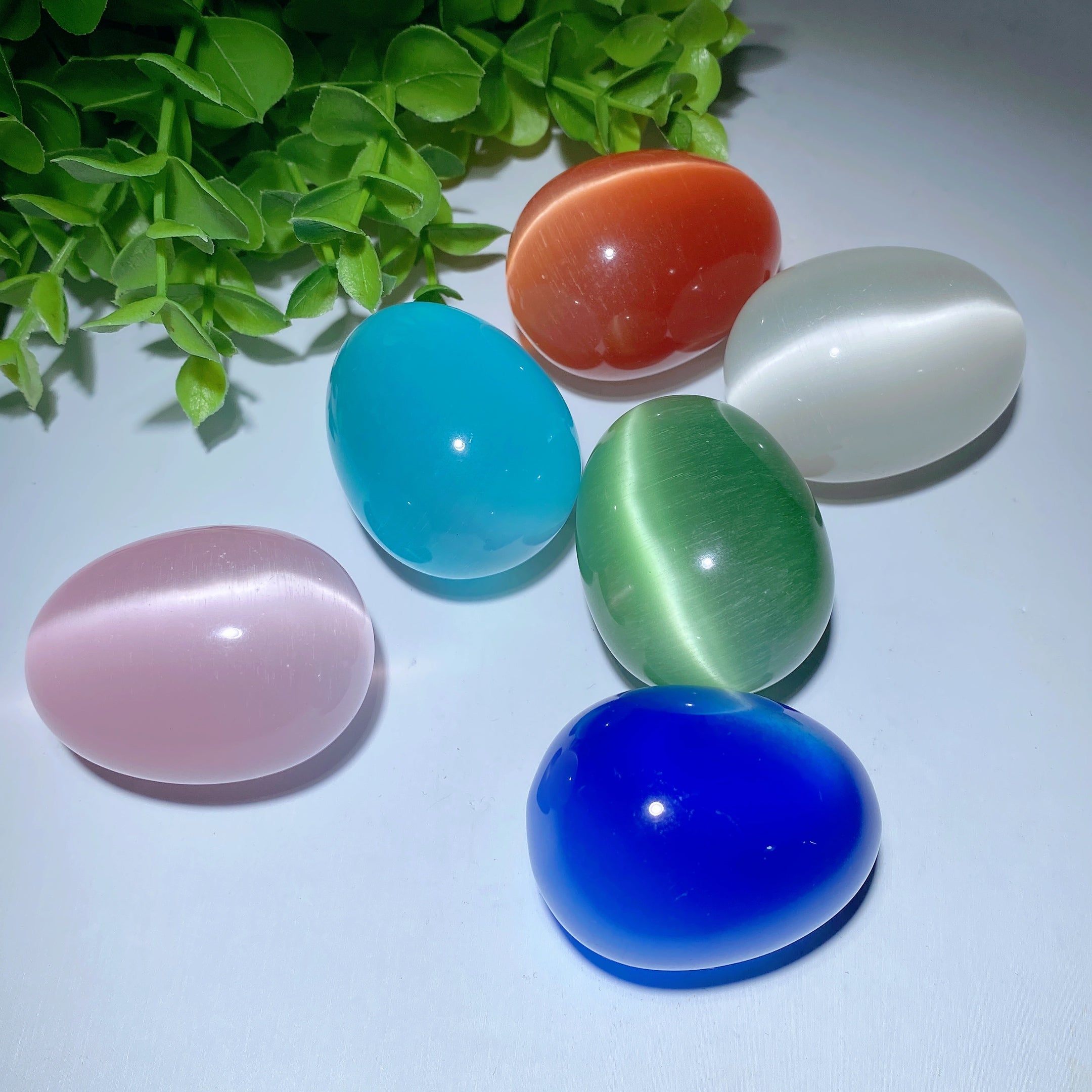 1.9 Inch Mixed Cat's Eye Crystal Healing Eggs
