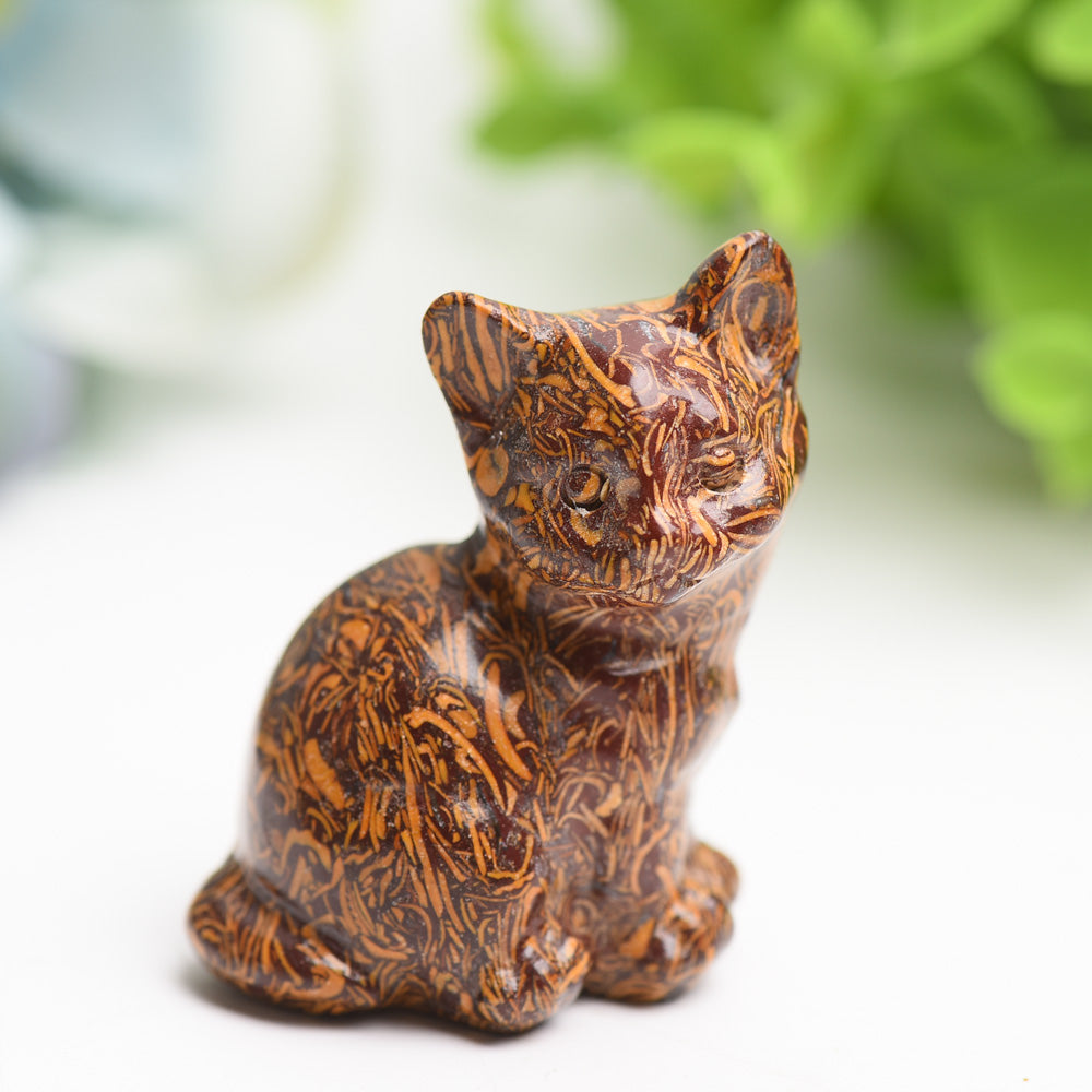 1.9-inch Mixed Crystal Cat Figurine for Healing & Decor