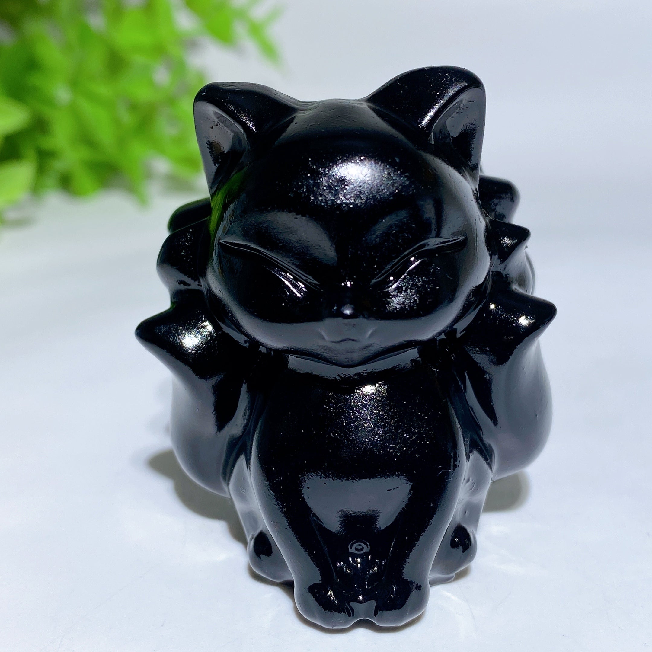 1.9 inch Mixed Crystal Nine-Tails Fox Carving Figurine