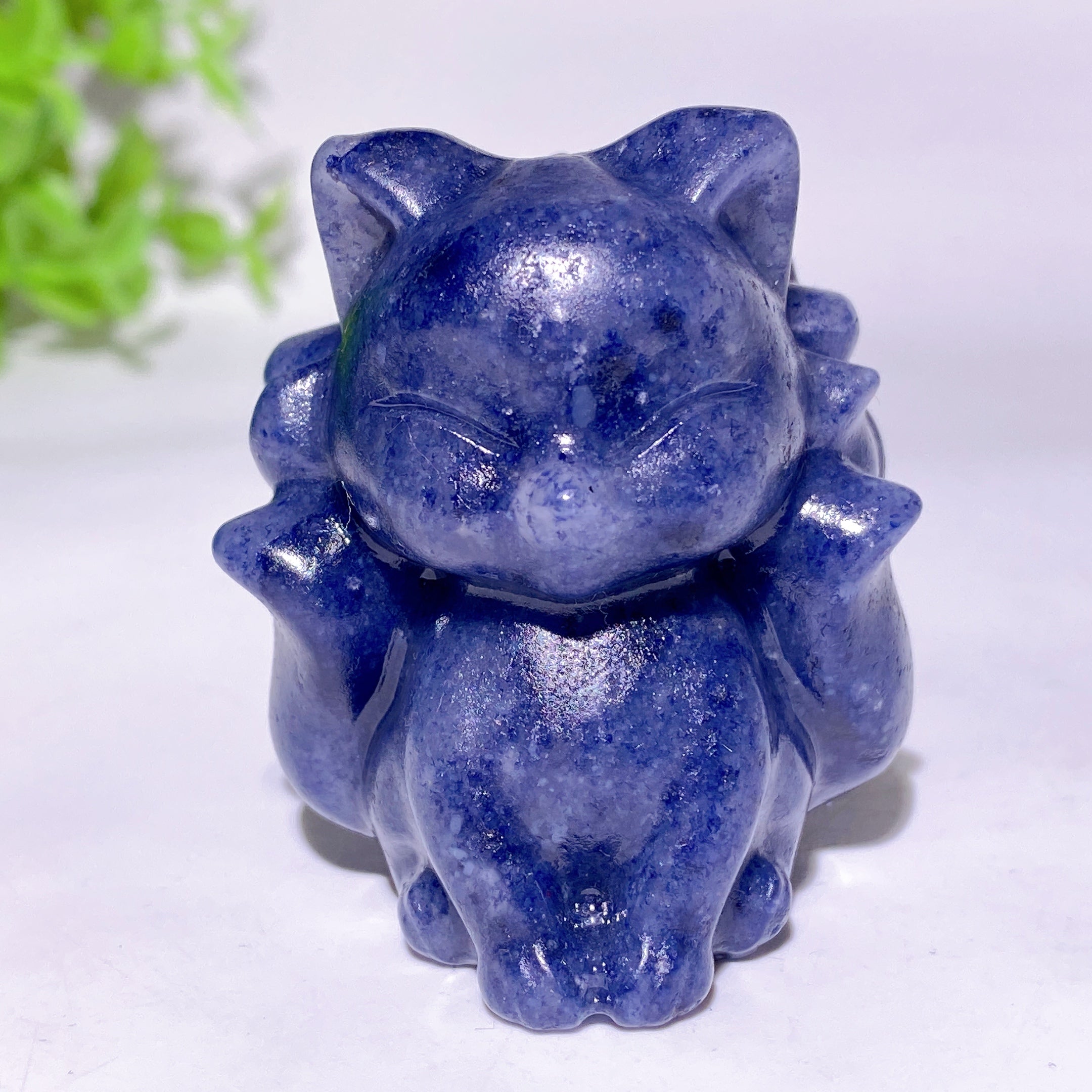 1.9 inch Mixed Crystal Nine-Tails Fox Carving Figurine