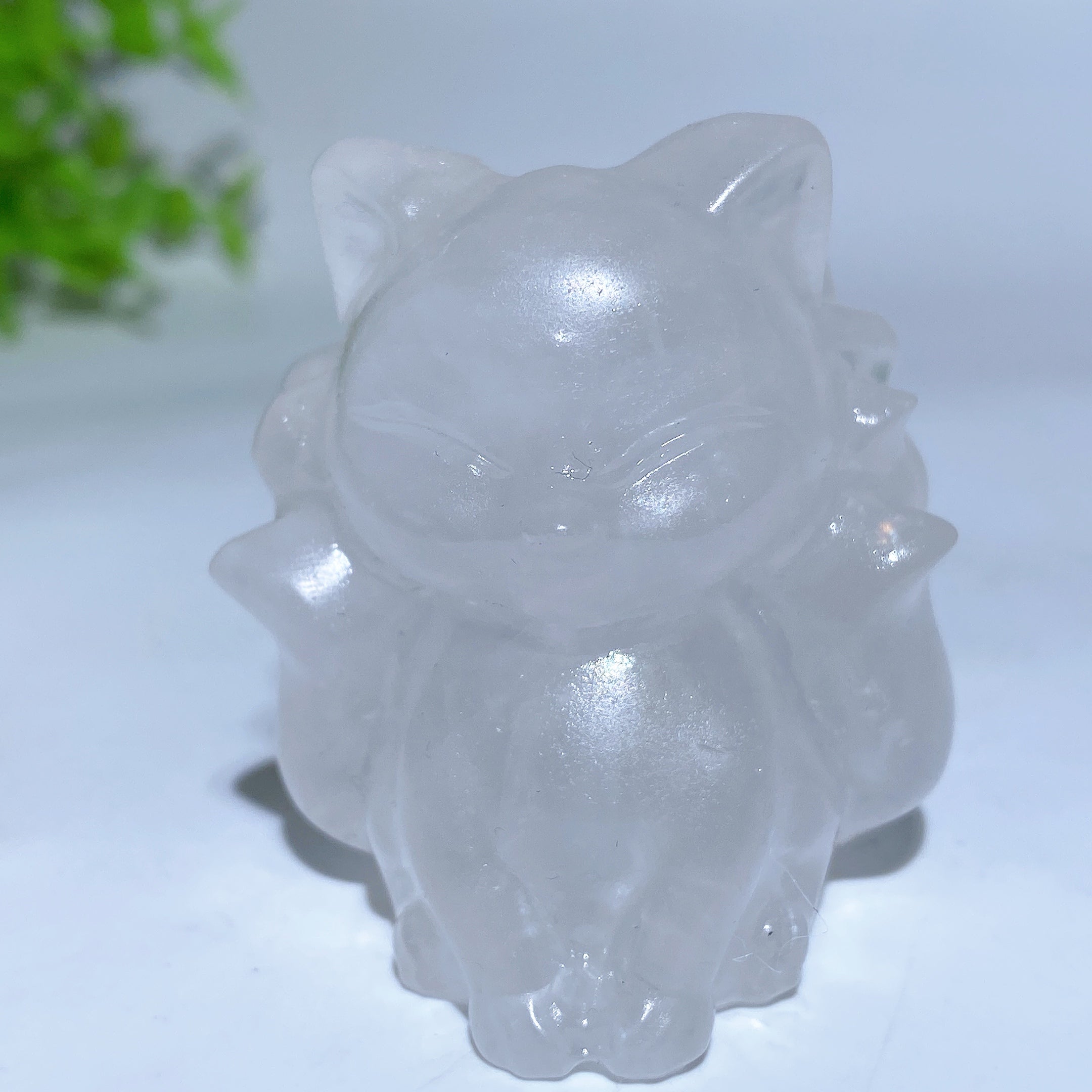 1.9 inch Mixed Crystal Nine-Tails Fox Carving Figurine