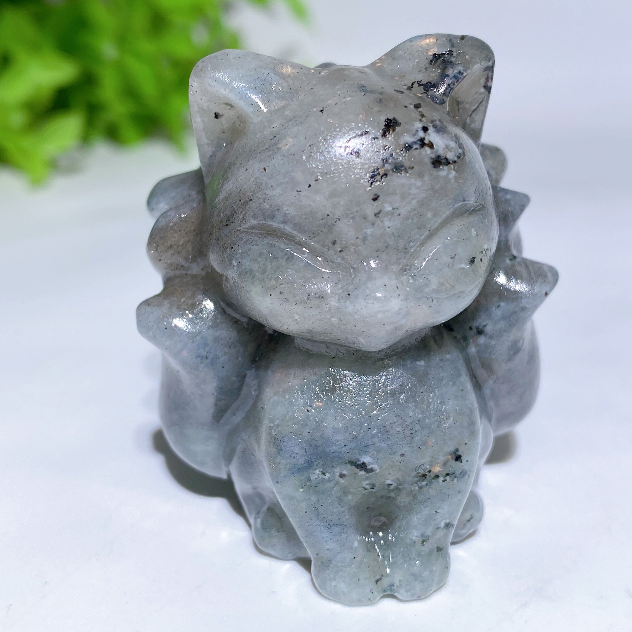 1.9 inch Mixed Crystal Nine-Tails Fox Carving Figurine