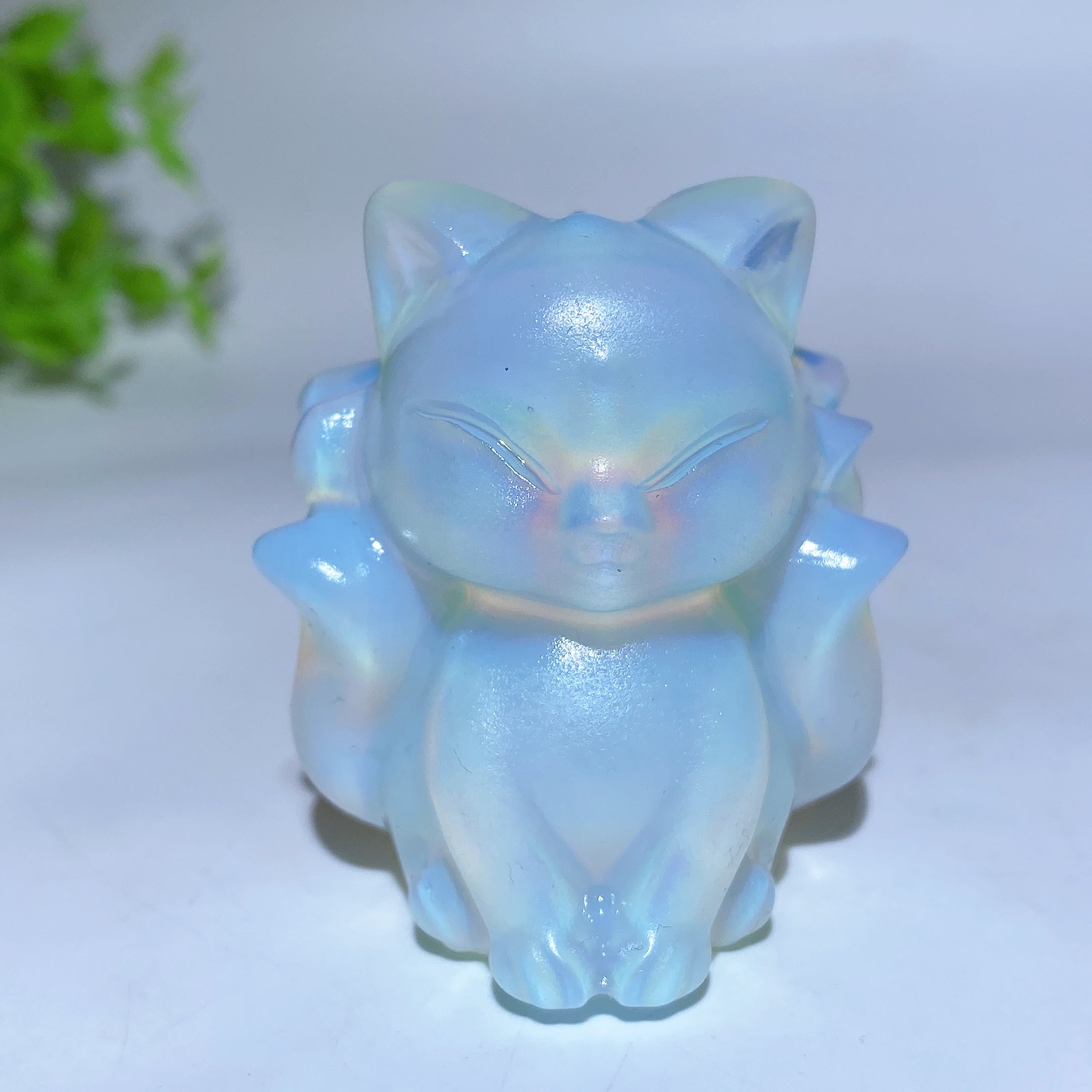 1.9 inch Mixed Crystal Nine-Tails Fox Carving Figurine