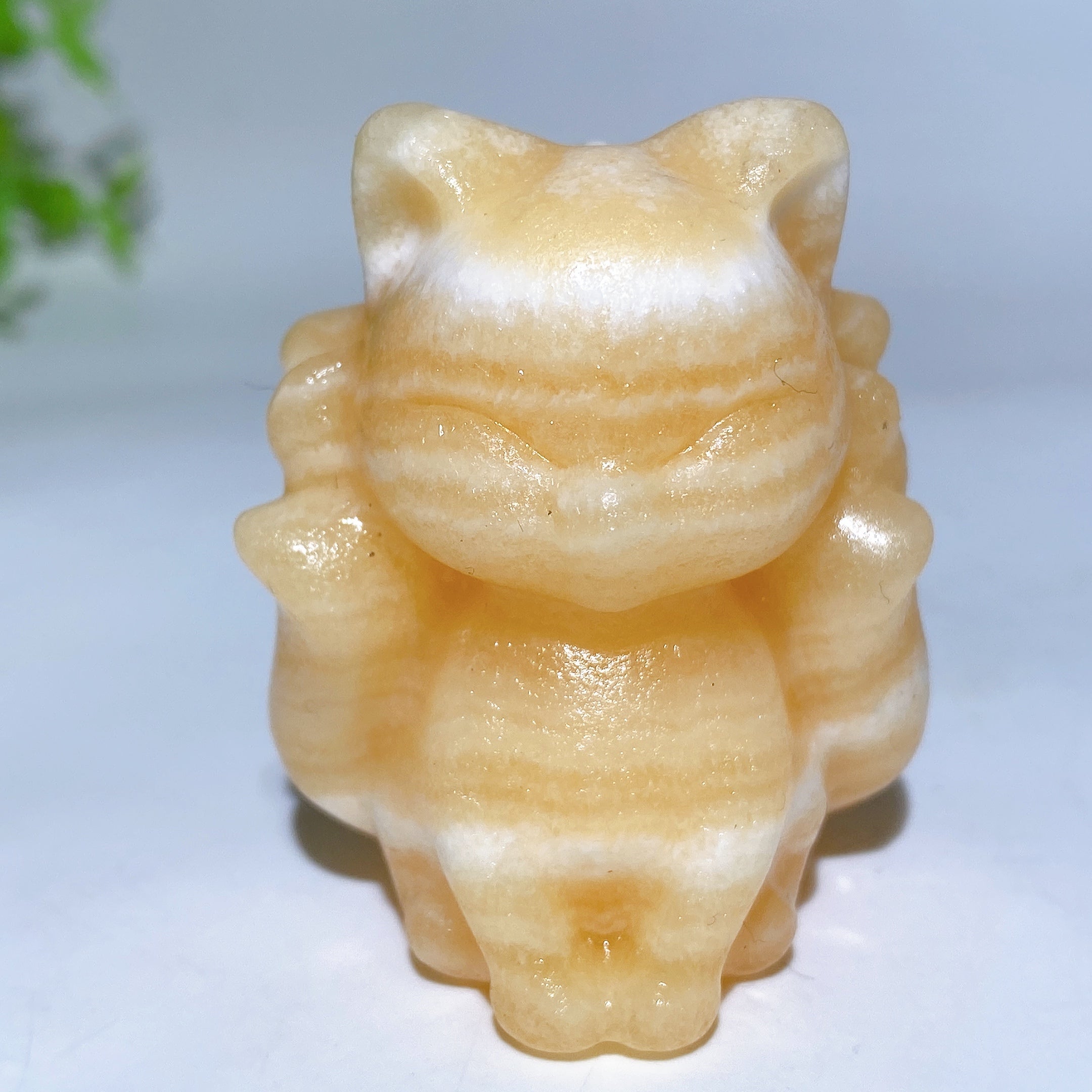 1.9 inch Mixed Crystal Nine-Tails Fox Carving Figurine