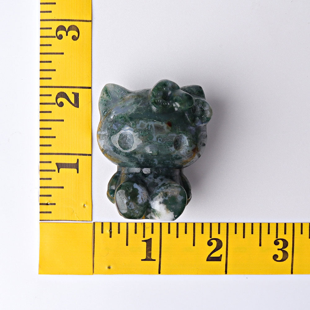 1.9 inch Moss Agate Crystal Cat Figurine for Healing