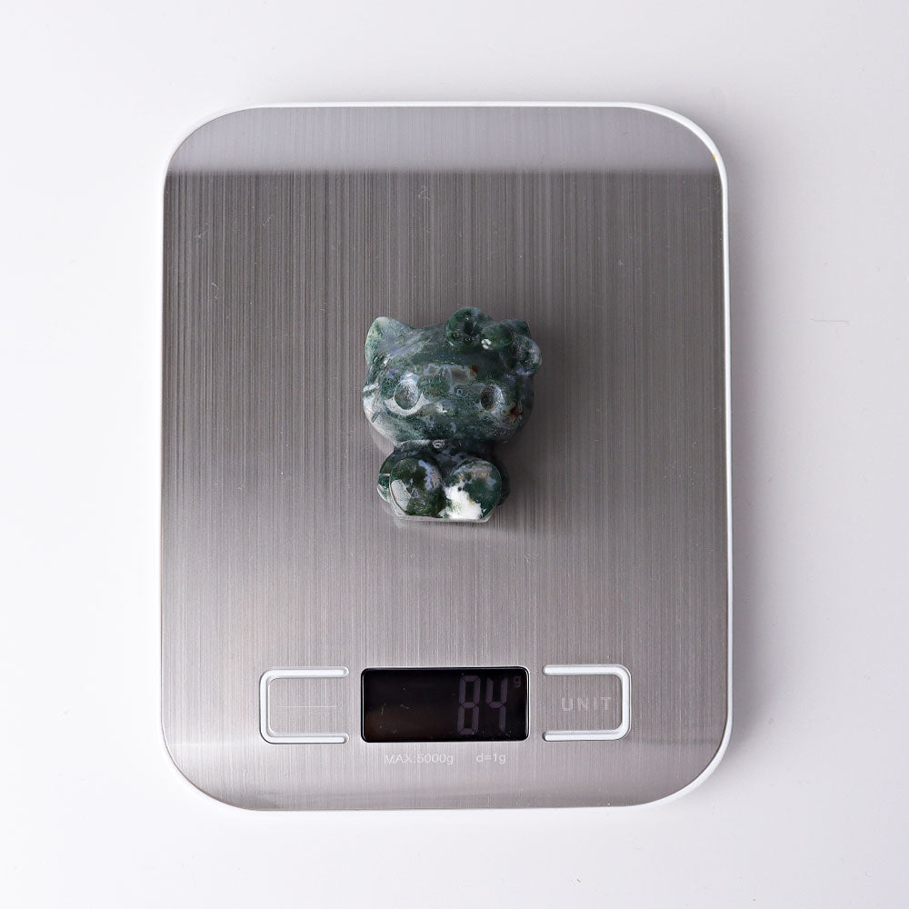 1.9 inch Moss Agate Crystal Cat Figurine for Healing