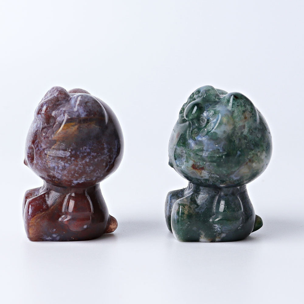 1.9 inch Moss Agate Crystal Cat Figurine for Healing
