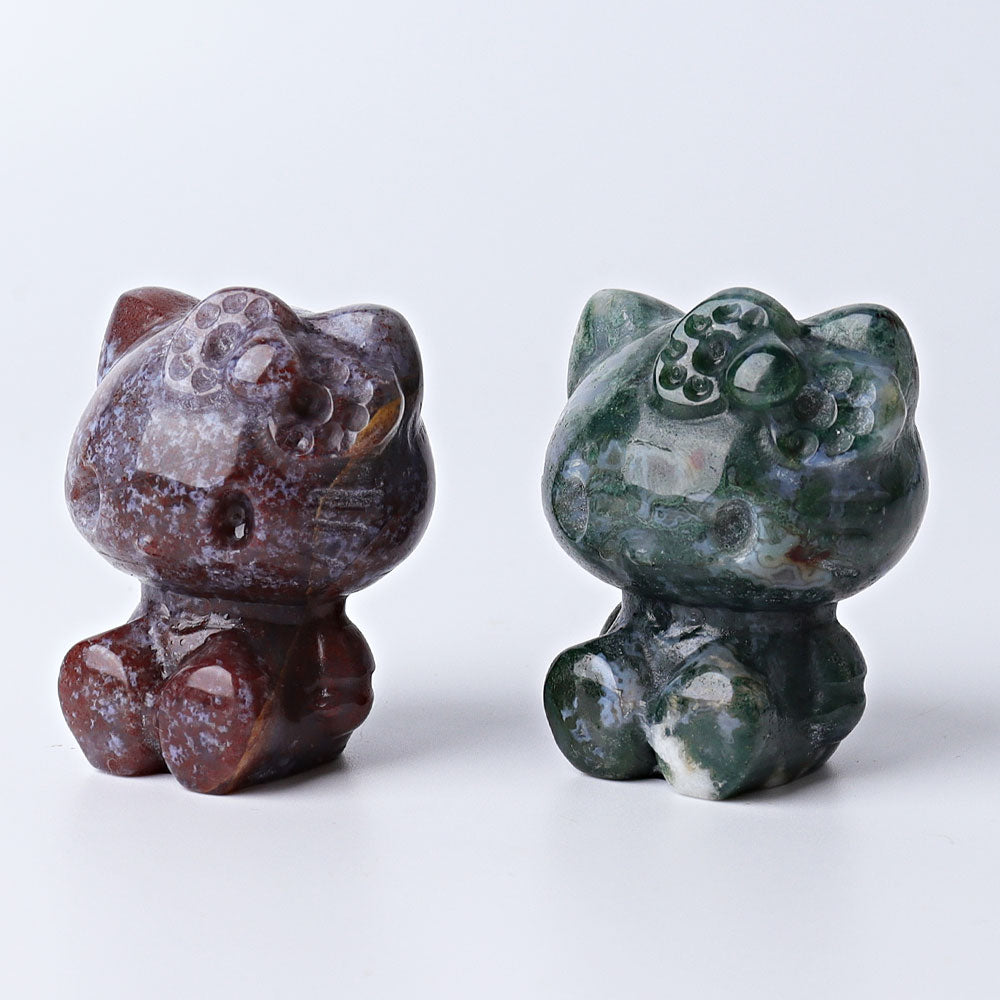 1.9 inch Moss Agate Crystal Cat Figurine for Healing