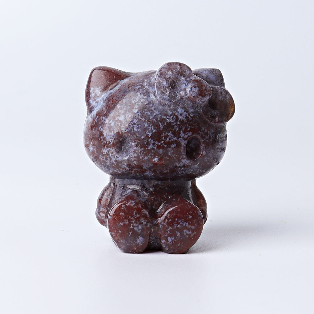 1.9 inch Moss Agate Crystal Cat Figurine for Healing