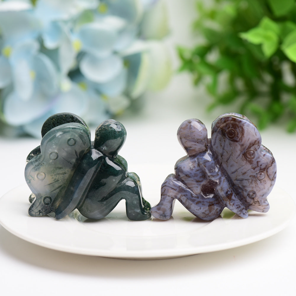 1.9 inch Moss Agate Crystal Fairy Figurine Carving