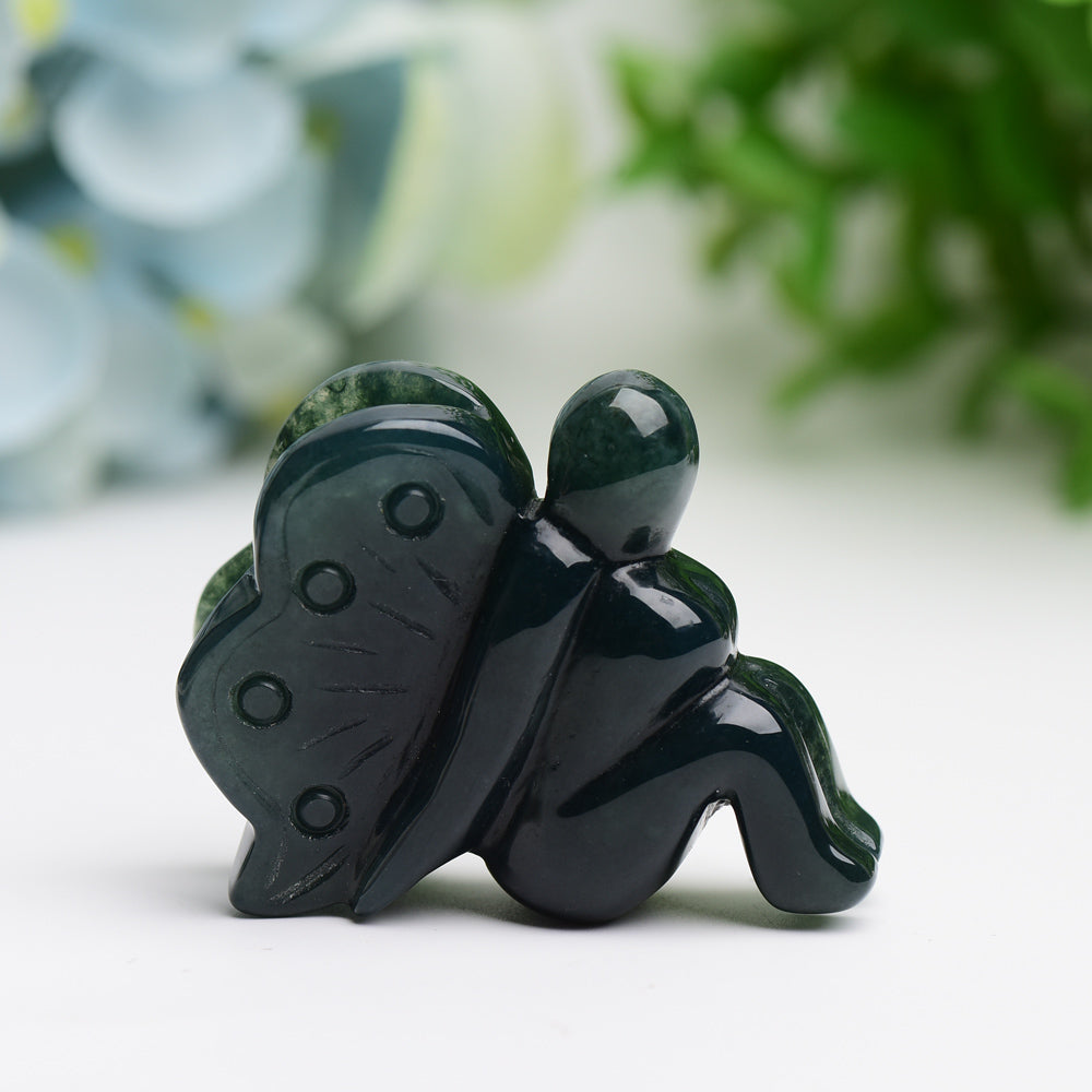 1.9 inch Moss Agate Crystal Fairy Figurine Carving