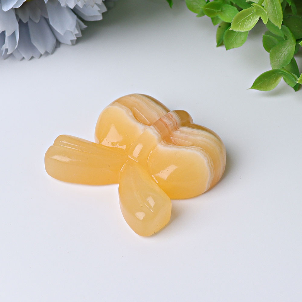 1.9 inch Orange Calcite Bow-Knot Crystal Figurine for Healing
