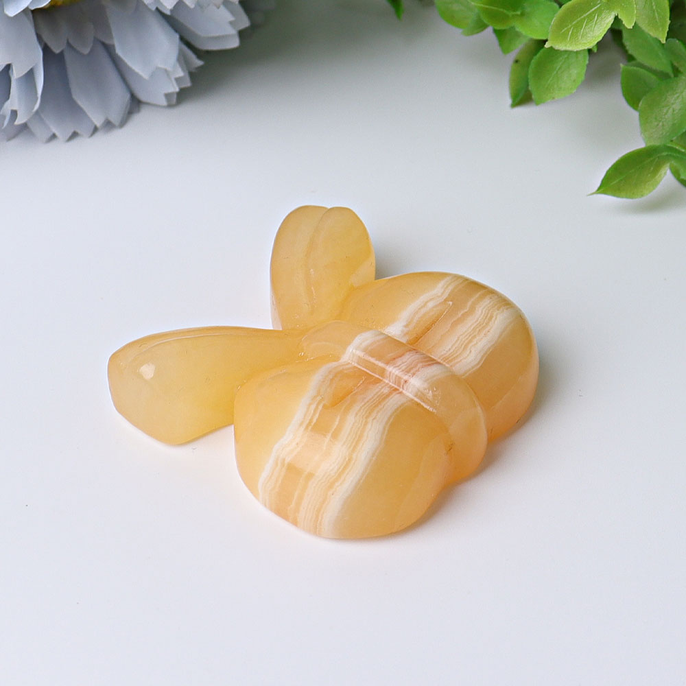 1.9 inch Orange Calcite Bow-Knot Crystal Figurine for Healing