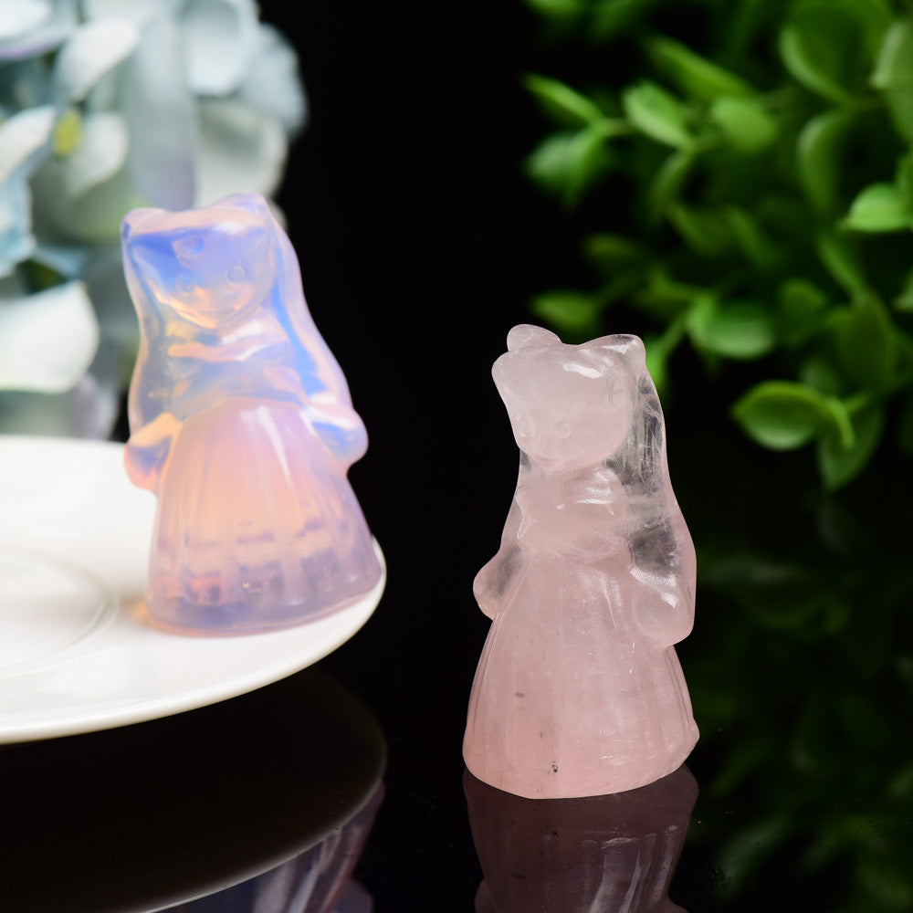 1.9 inch Rose Quartz and Pink Opalite Crystal Figurines
