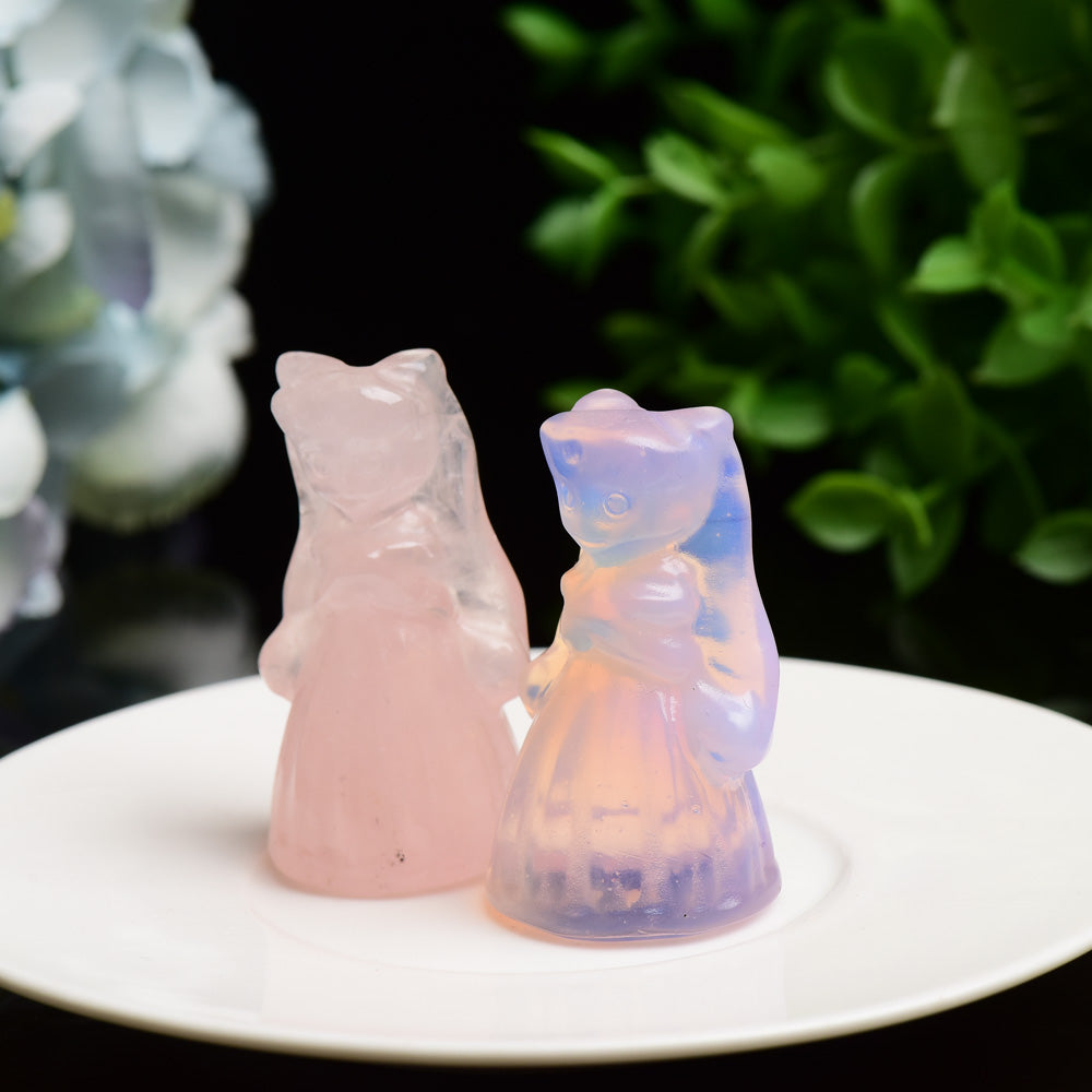 1.9 inch Rose Quartz and Pink Opalite Crystal Figurines