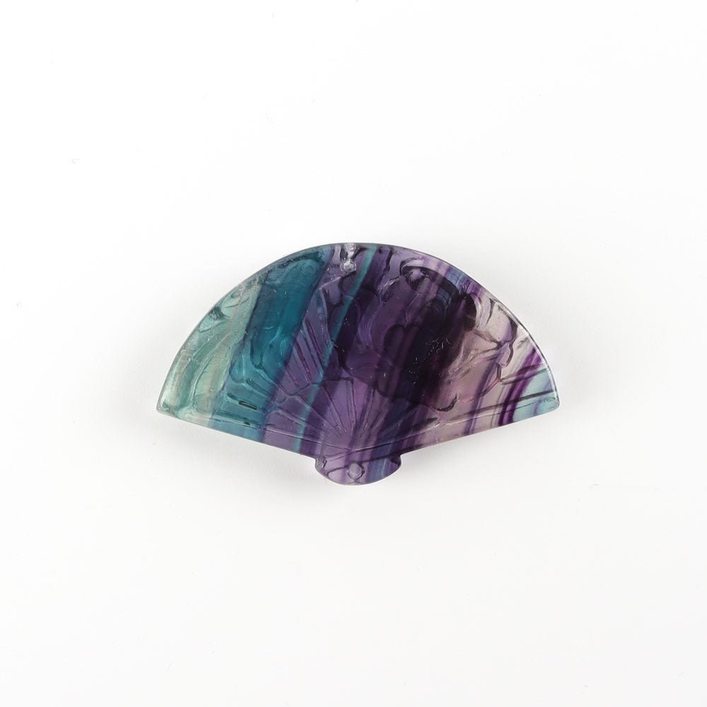 1.96" Fluorite Fan Shape Carving for Jewelry Making