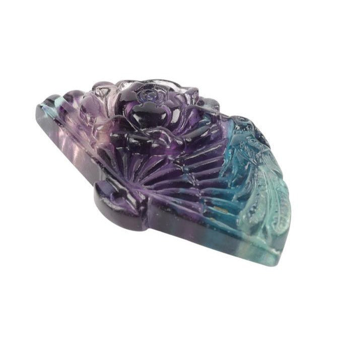 1.96" Fluorite Fan Shape Carving for Jewelry Making