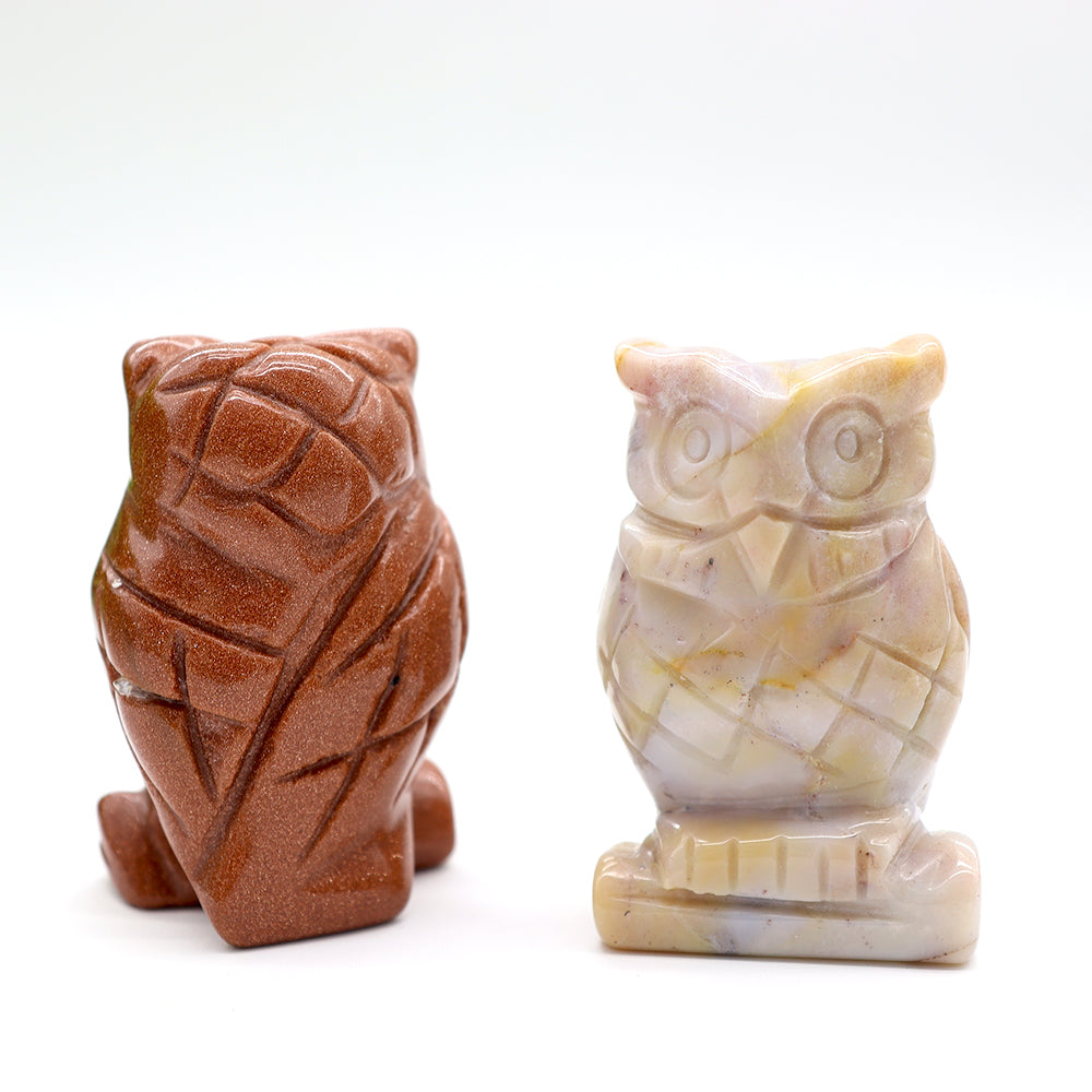1.9inch Hand Carved Crystal Owl Figurine for Wisdom