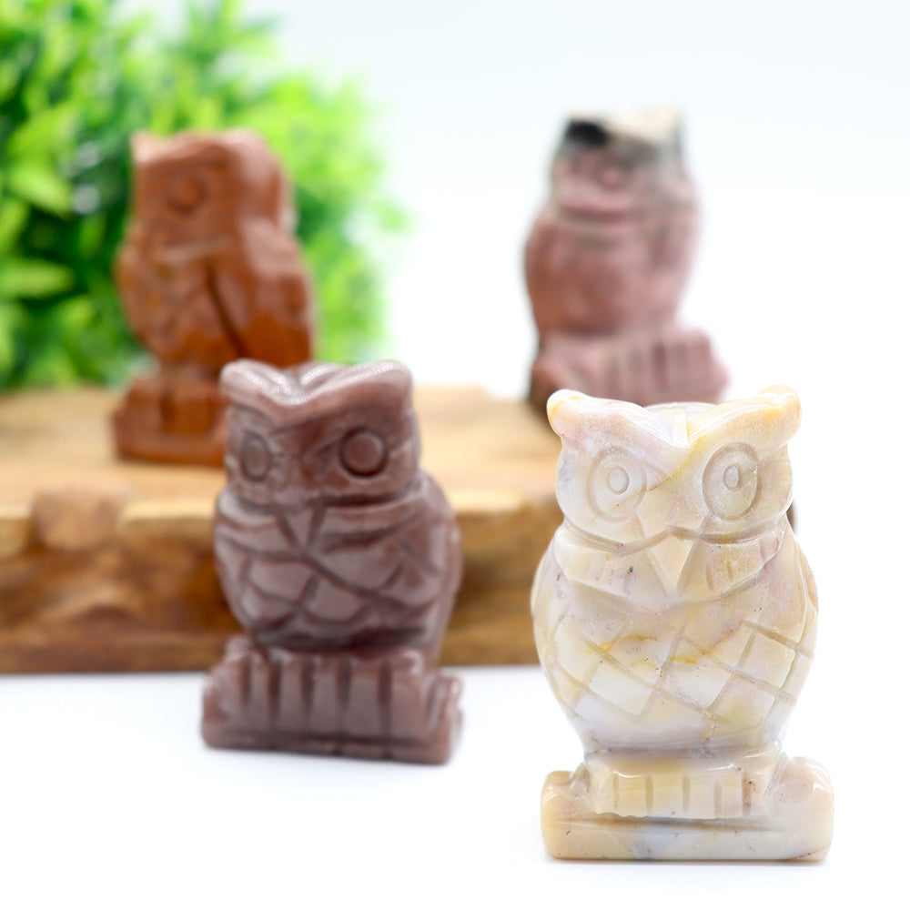 1.9inch Hand Carved Crystal Owl Figurine for Wisdom