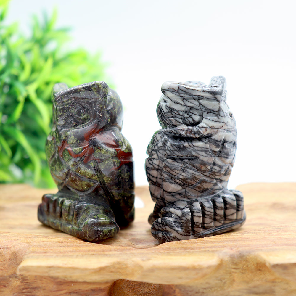 1.9inch Hand Carved Crystal Owl Figurine for Wisdom