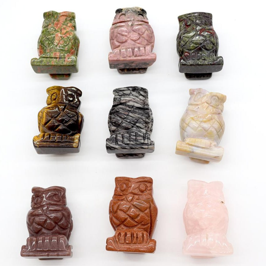 1.9inch Hand Carved Crystal Owl Figurine for Wisdom