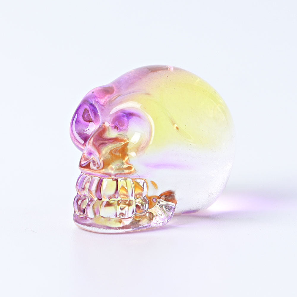1-Inch Aura Angel Crystal Skull Carving for Meditation