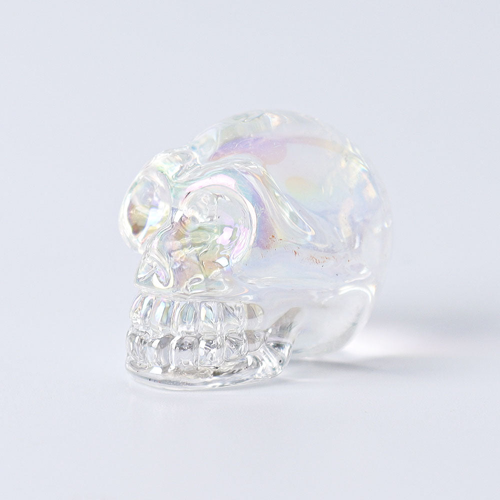 1-Inch Aura Angel Crystal Skull Carving for Meditation