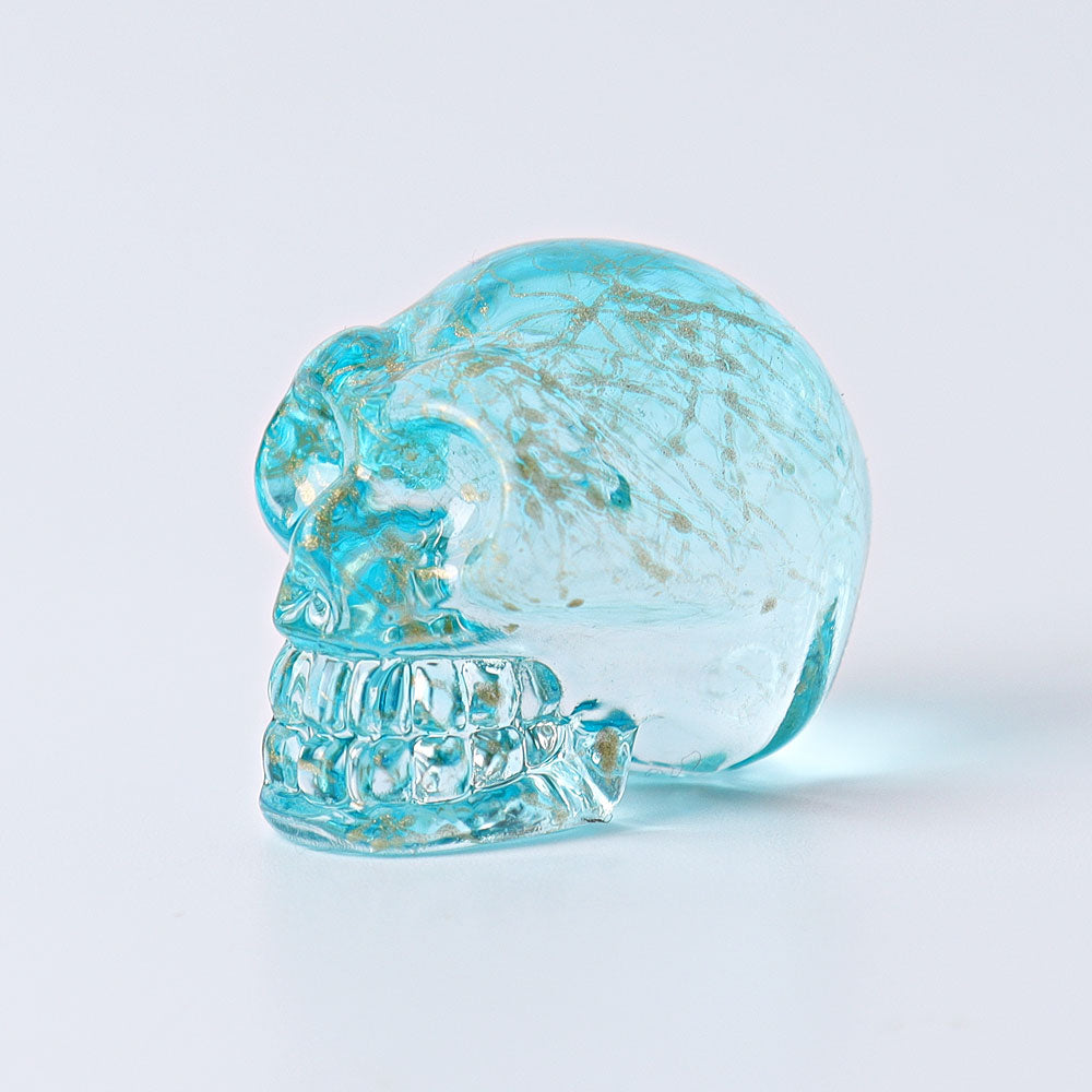 1-Inch Aura Angel Crystal Skull Carving for Meditation