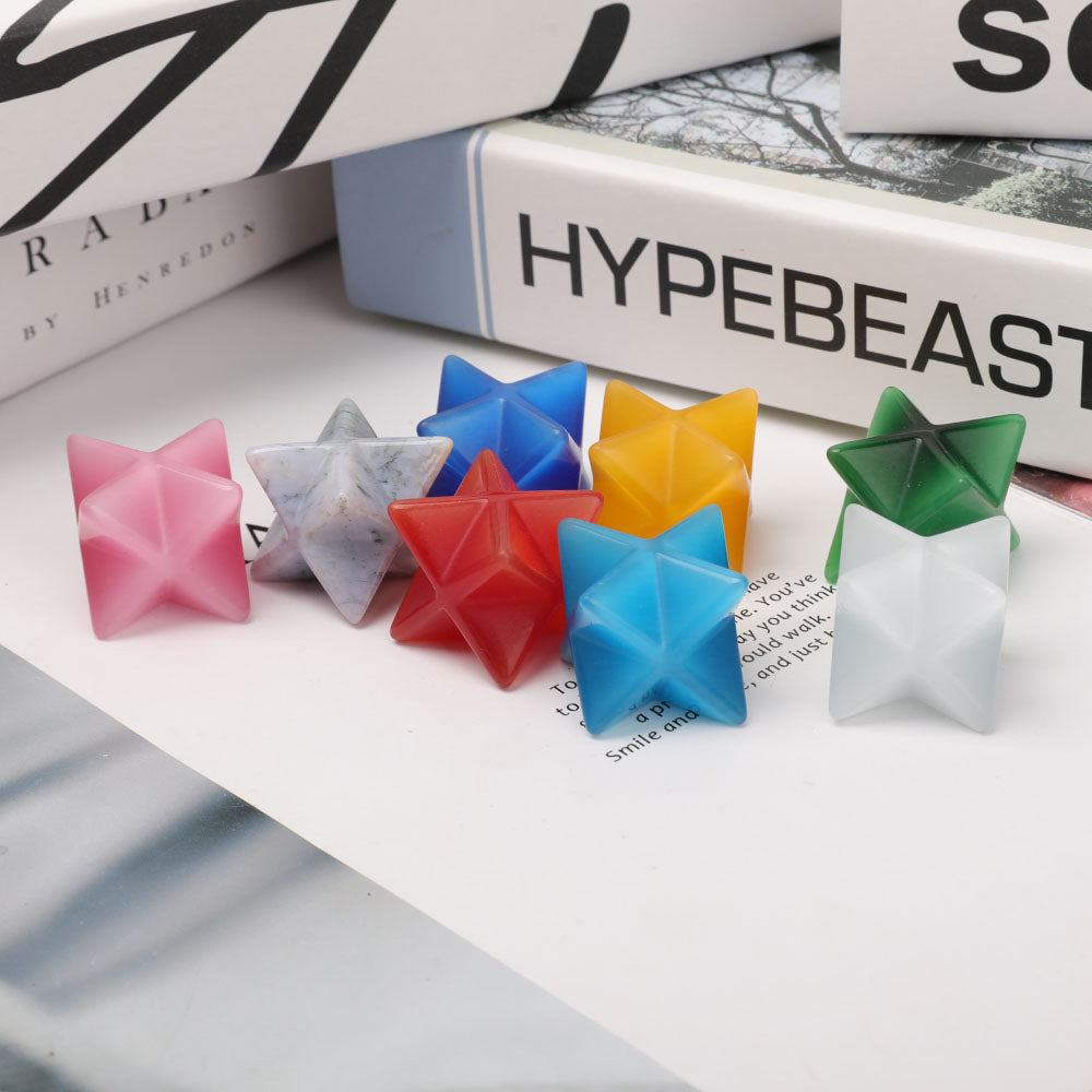 1 Inch Cat Eye Merkaba Star Crystal for Spiritual Healing