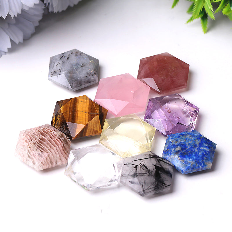 1 inch Hexagon Crystal Pocket Stone for Pendant Healing