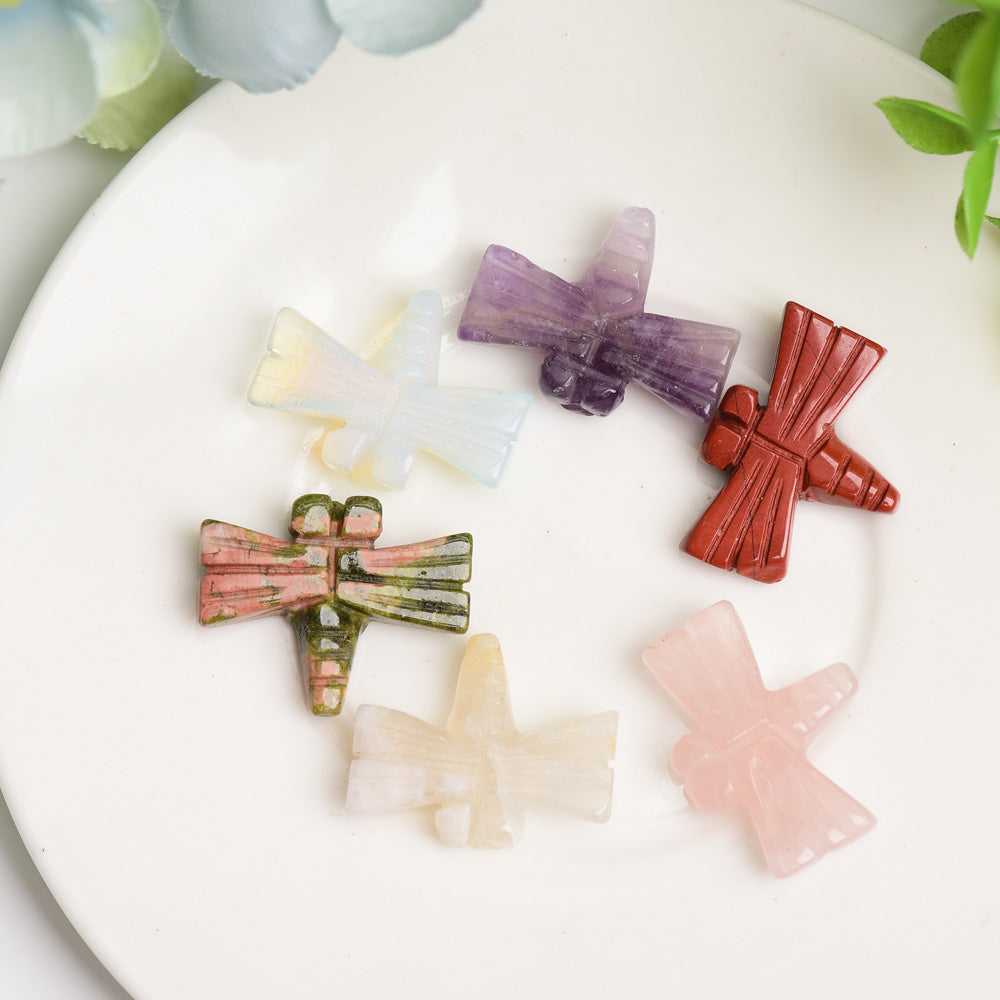 1-inch Mixed Crystal Dragonfly Carving Figurine Healing