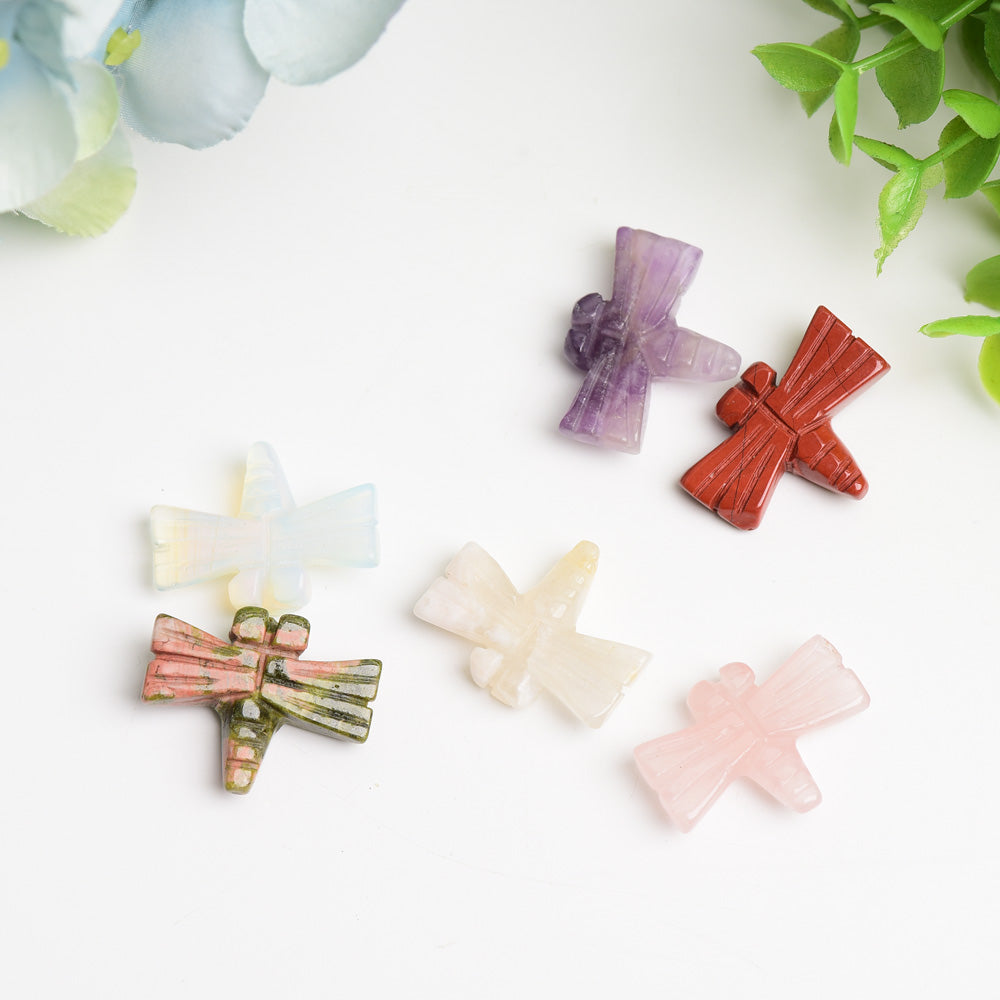 1-inch Mixed Crystal Dragonfly Carving Figurine Healing