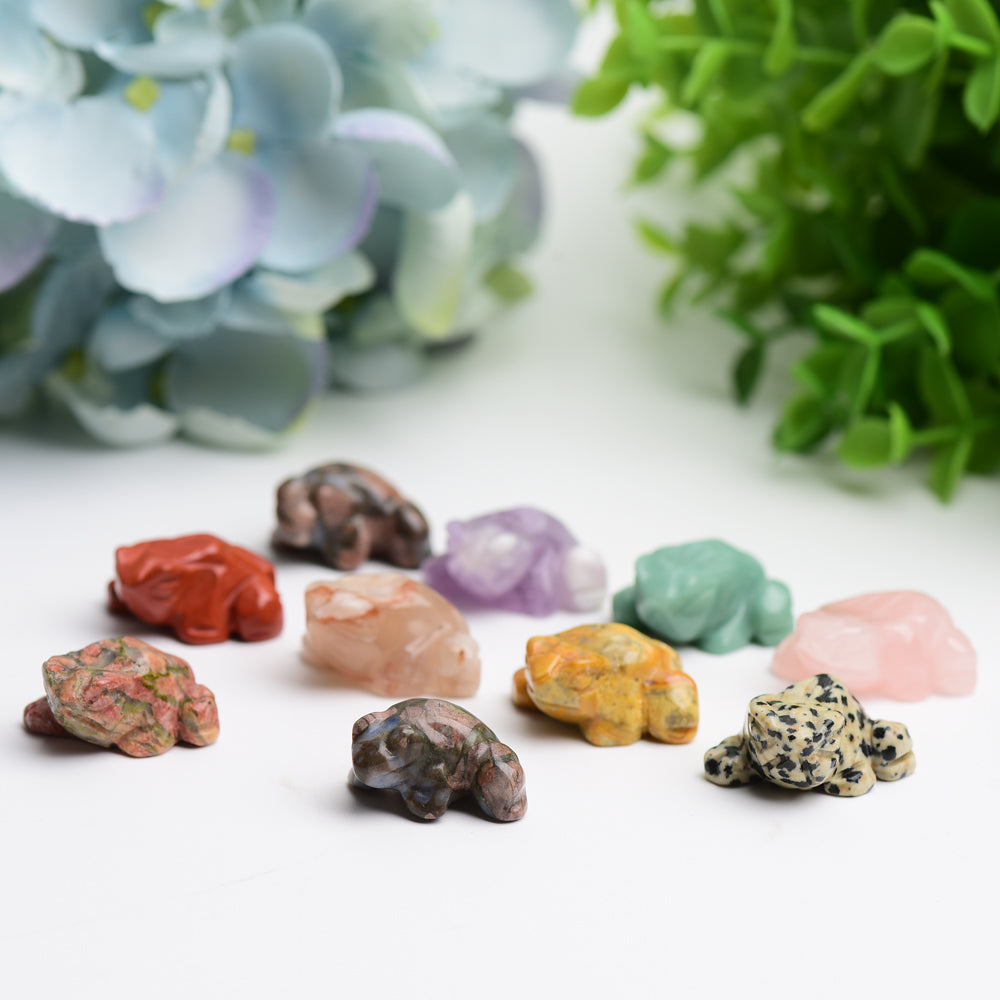 1 inch Mixed Crystal Mini Frog Carving for Healing