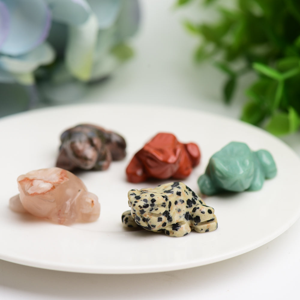 1 inch Mixed Crystal Mini Frog Carving for Healing