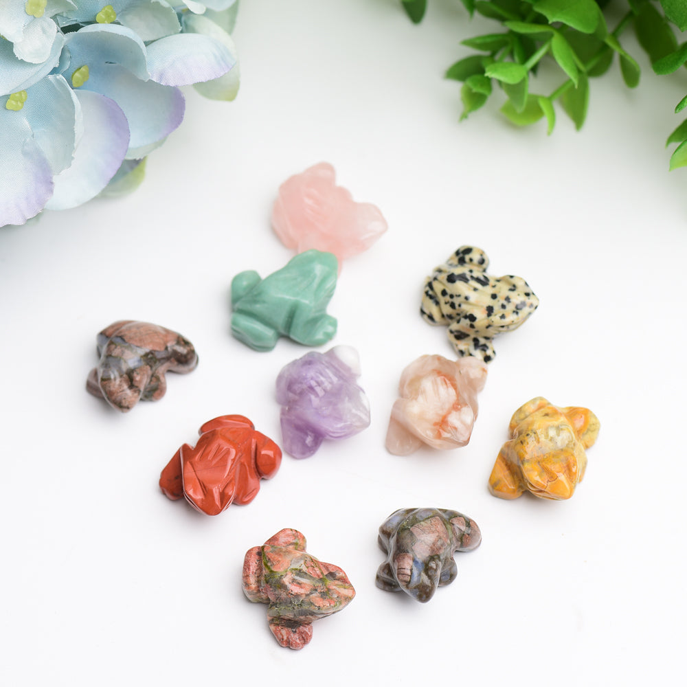 1 inch Mixed Crystal Mini Frog Carving for Healing
