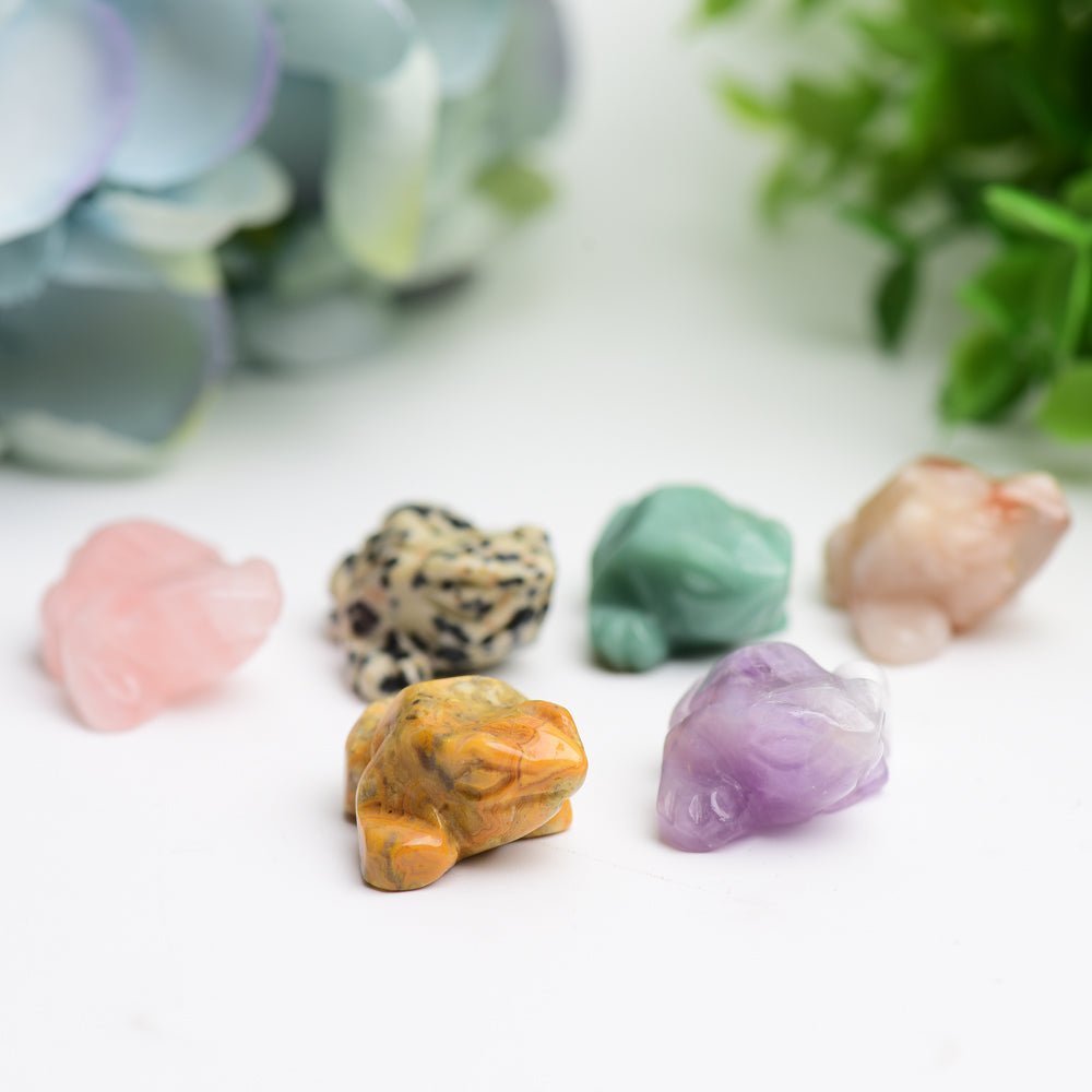 1 inch Mixed Crystal Mini Frog Carving for Healing