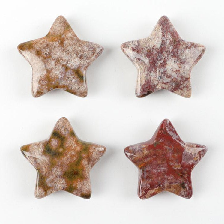 1 Inch Ocean Jasper Crystal Carving Stars Set of 4