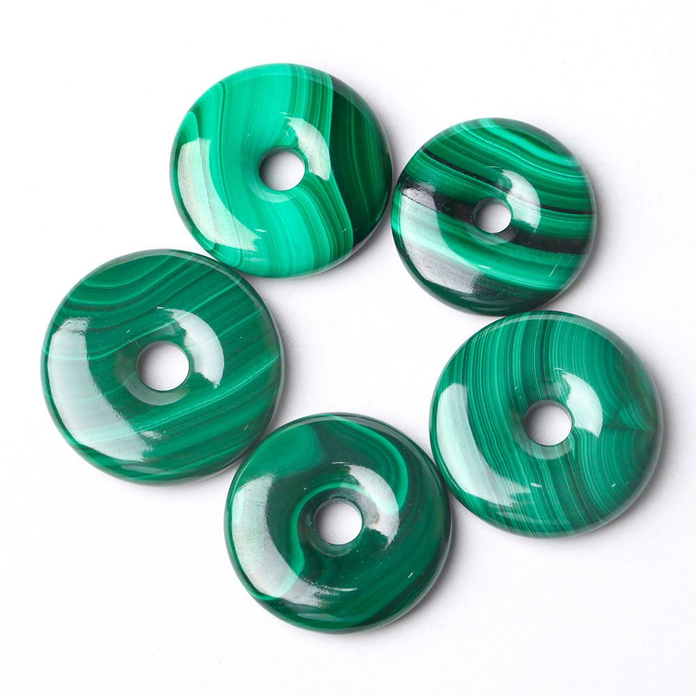 1" Natural Malachite Donut Crystal Pendant for Protection
