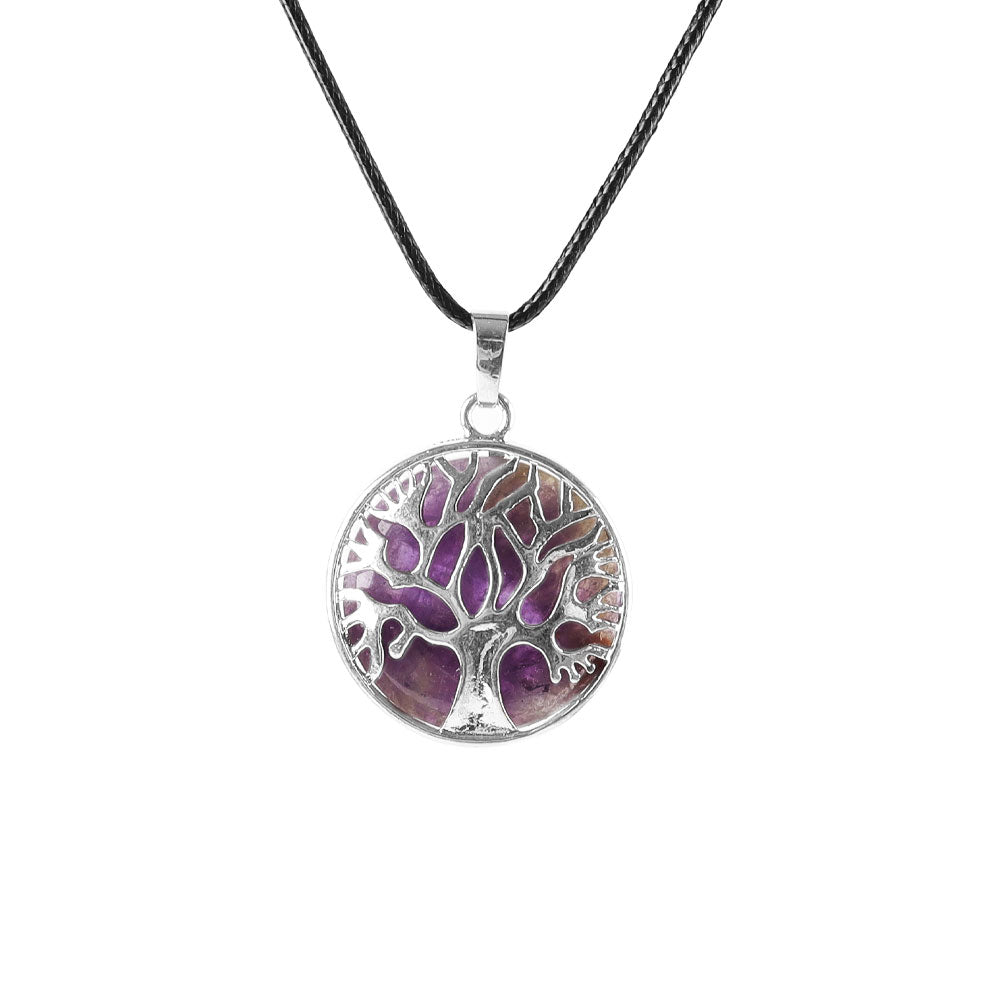 1" Tree of Life Round Pendant with Healing Gemstones