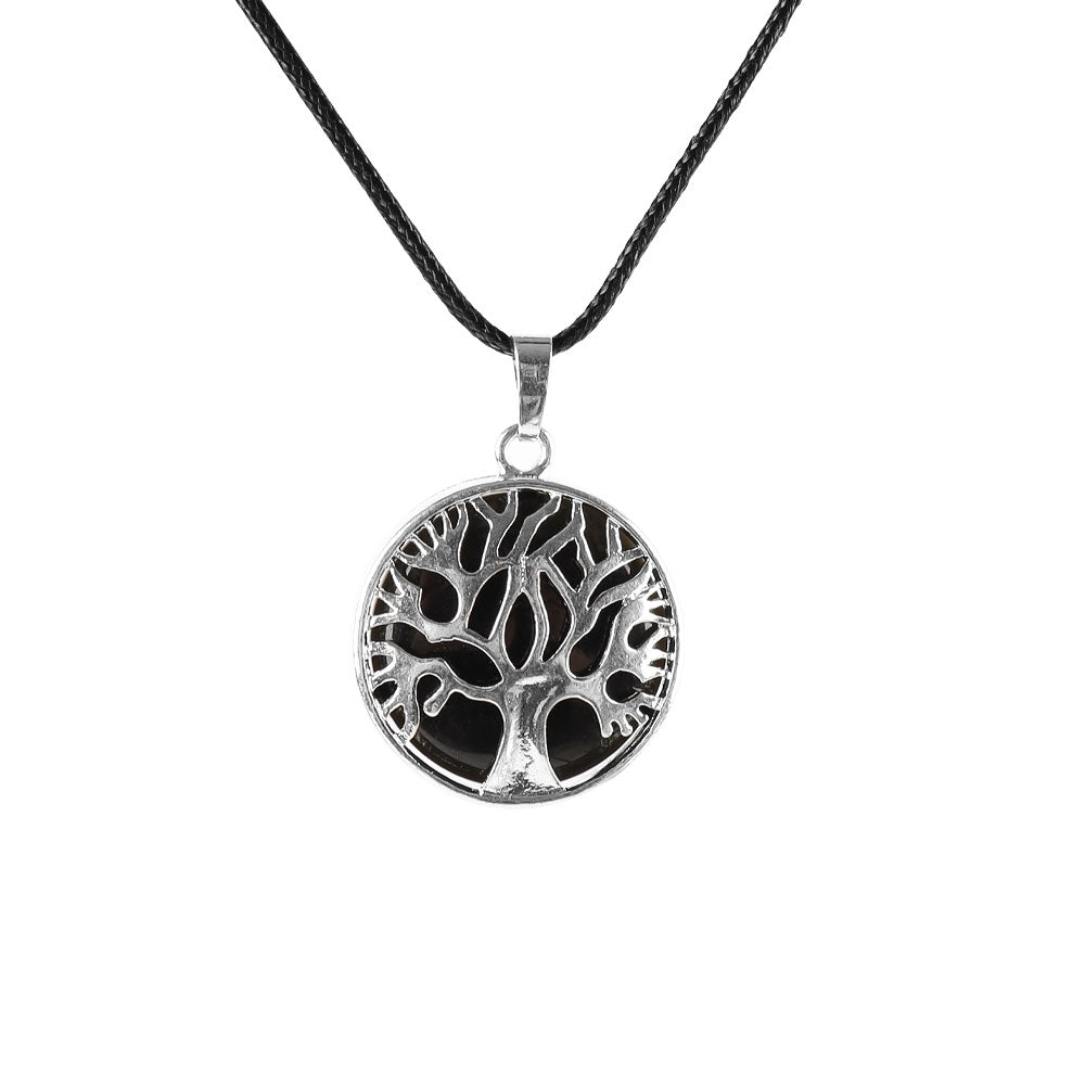 1" Tree of Life Round Pendant with Healing Gemstones