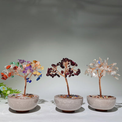 10-12cm Mixed Crystal Chips Healing Tree with Ceramic Pot