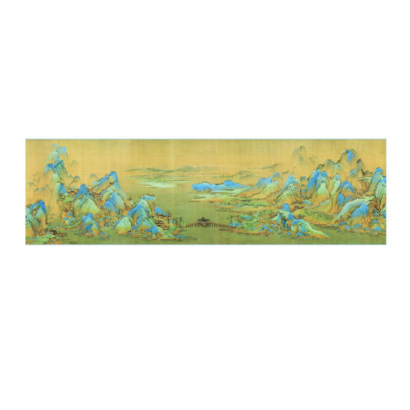 100% Mulberry Silk Tibetan Scarf Panorama of Rivers and Mountains