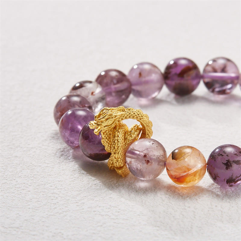 10mm Purple Phantom Gold-plated Dragon Wisdom Bracelet