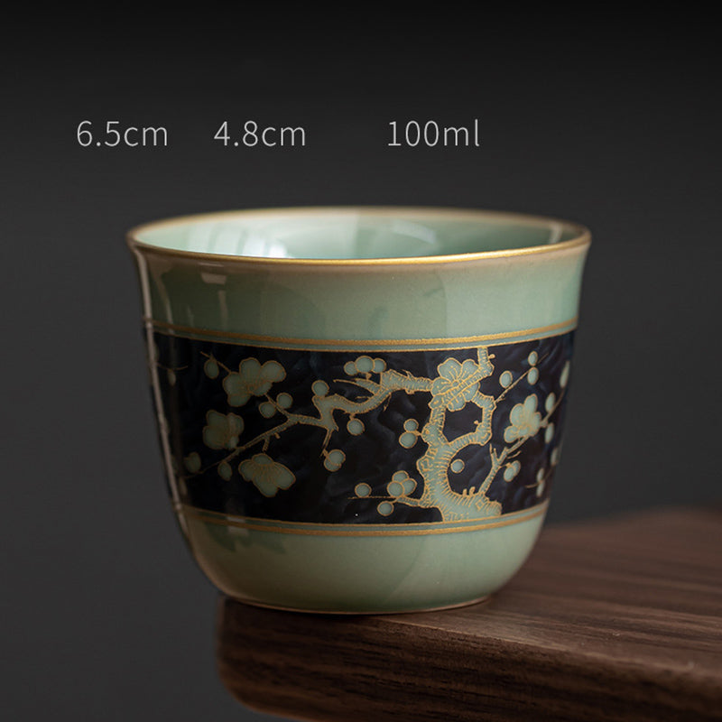 100ml Ceramic Teacup with Butterfly & Lotus Design