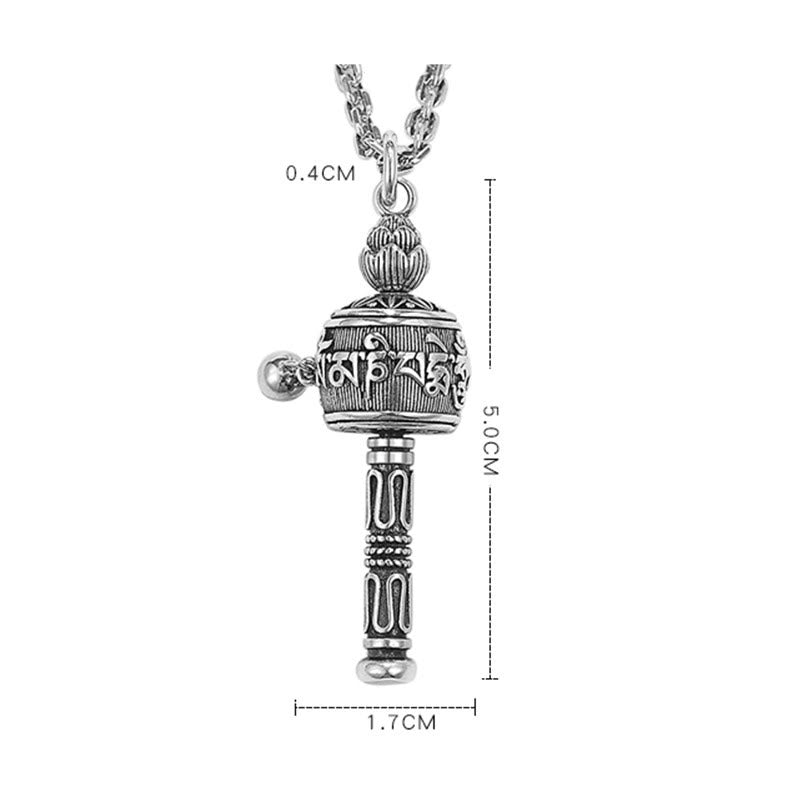 Om Mani Padme Hum Necklace | Tibetan Prayer Wheel Pendant