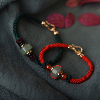 Unisex Green Aventurine Luck Bracelet with Red Agate Beads