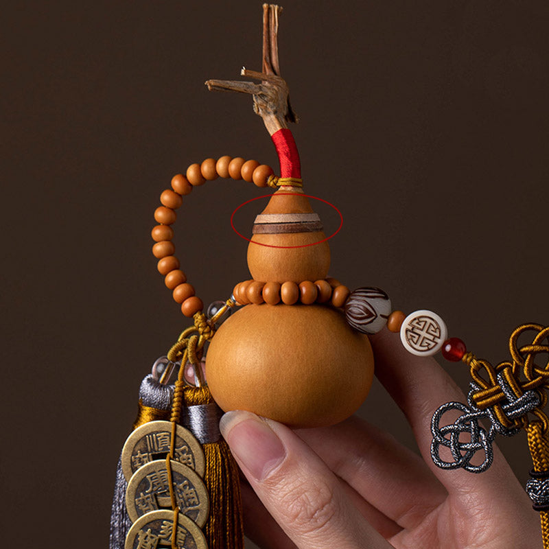 Feng Shui Five Emperor Coins Gourd Tassels 41cm Decoration