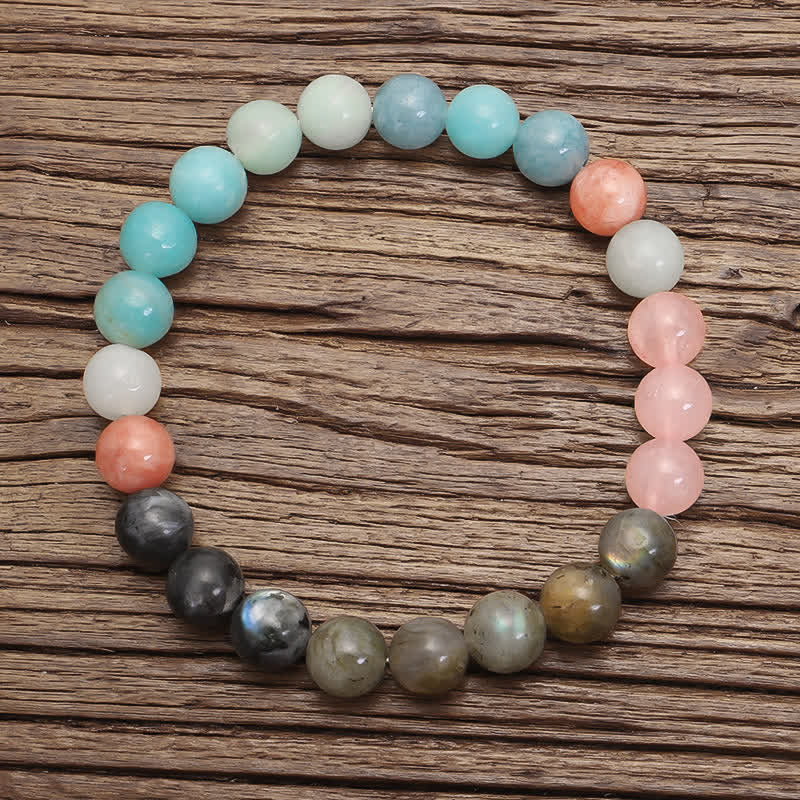 108 Bead Amazonite & Black Glitter Stone Gemstone Mala Bracelet