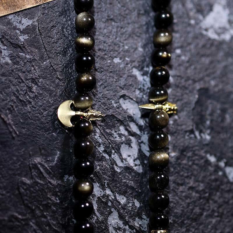 108 Bead Gold Sheen Obsidian Tigereye Wealth Bracelet